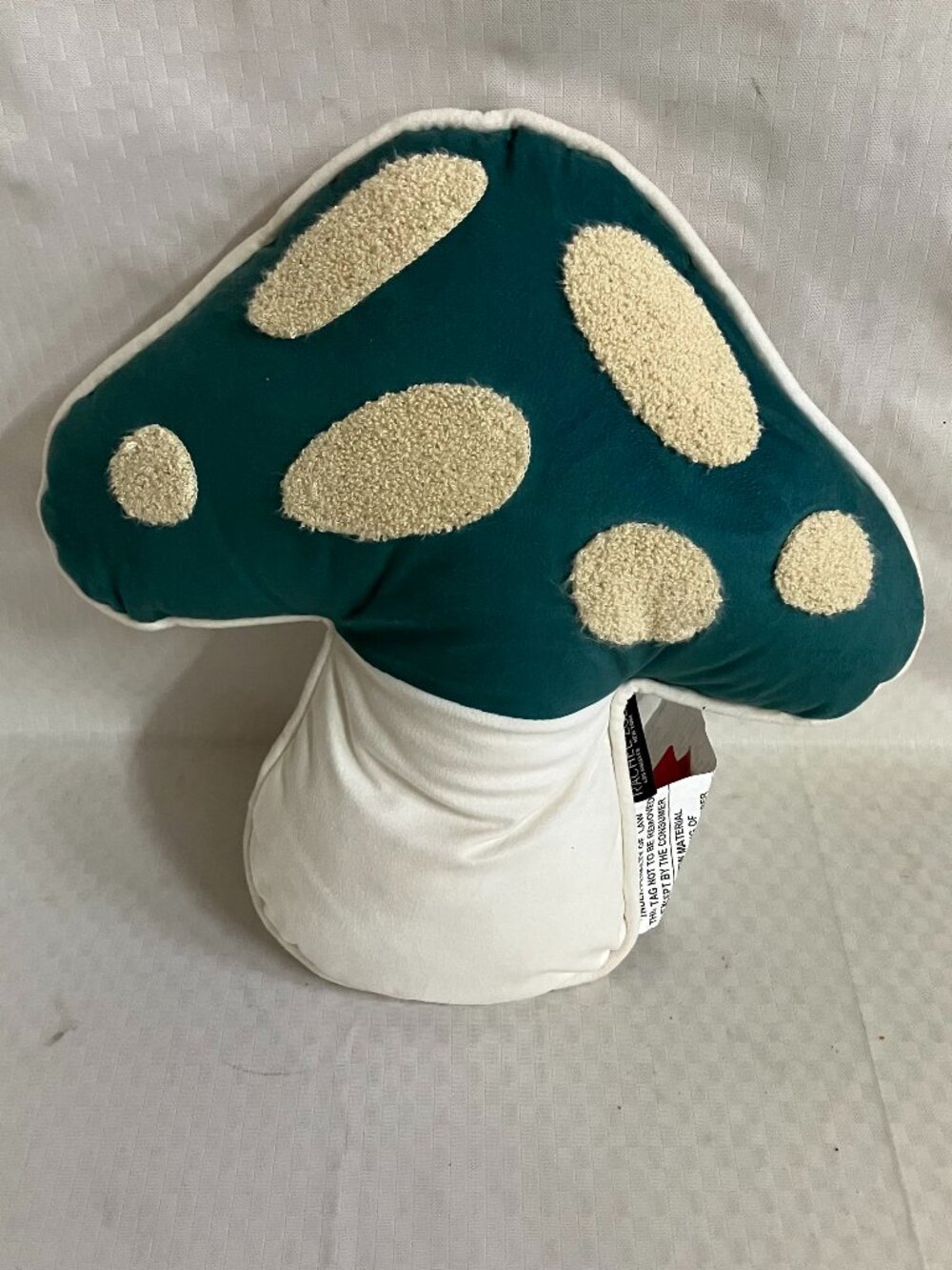 Unbranded Mushroom Throw Pillow 16x14.5 in Teal White Tufted Accent Cushion